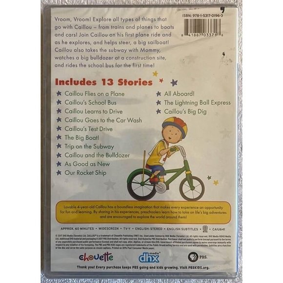 Caillou: Things That Go! (DVD) Brand New, Sealed! - Picture 2 of 2